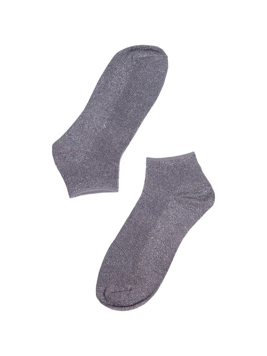 grey and silver glitter womens anklet socks