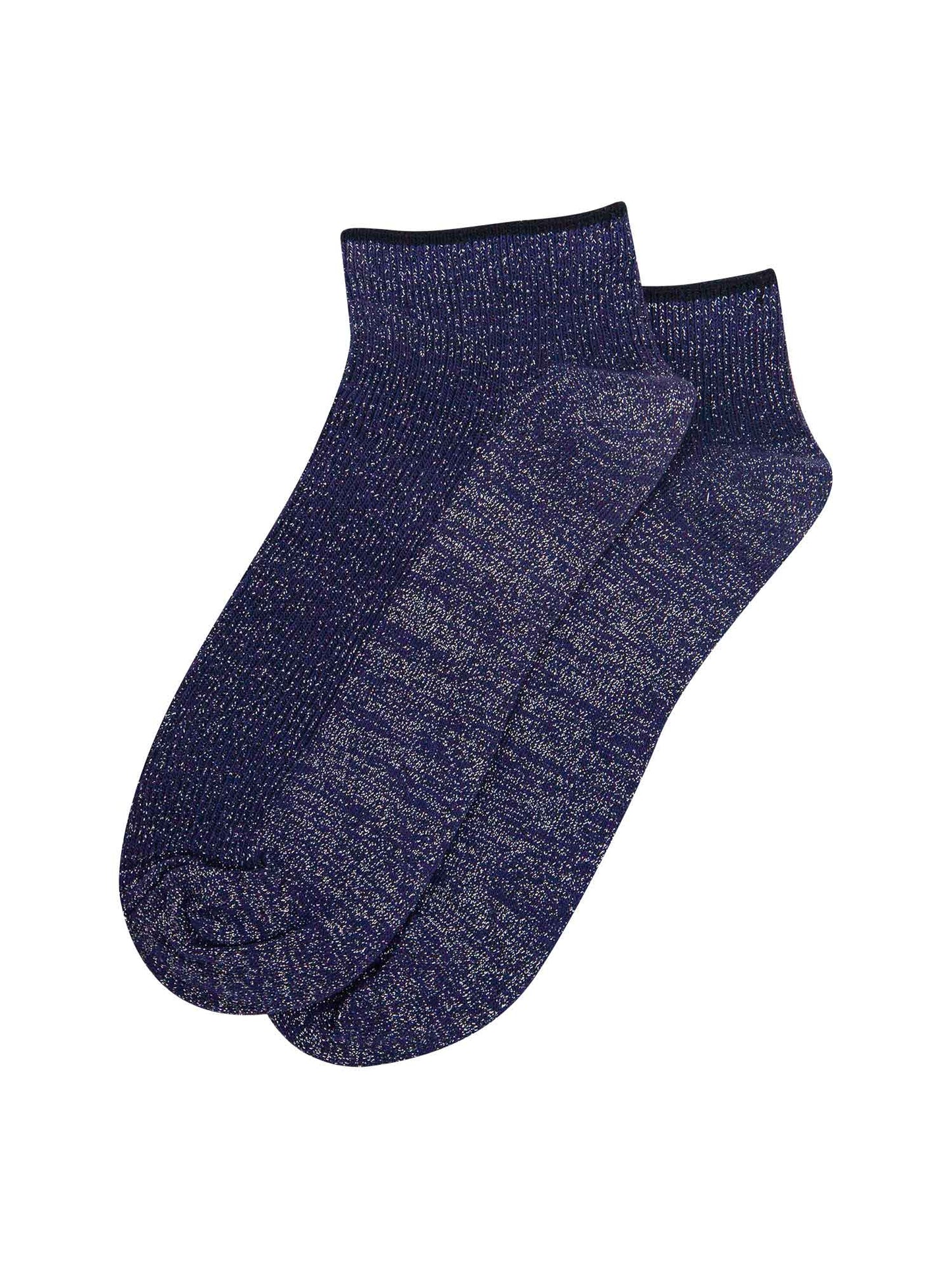 navy blue and silver glitter trainer socks