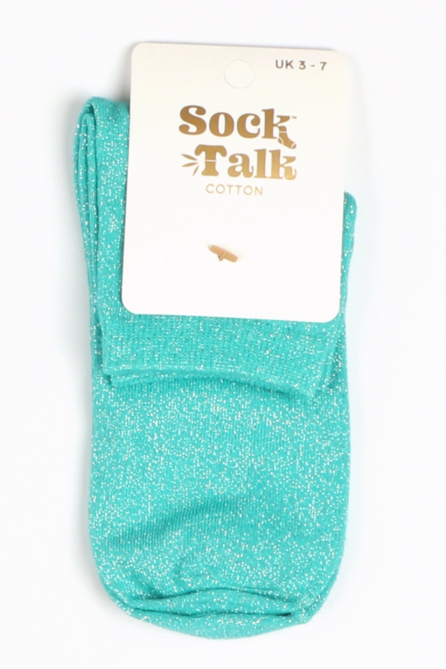 turquoise cotton glitter anklet socks uk size 3-7