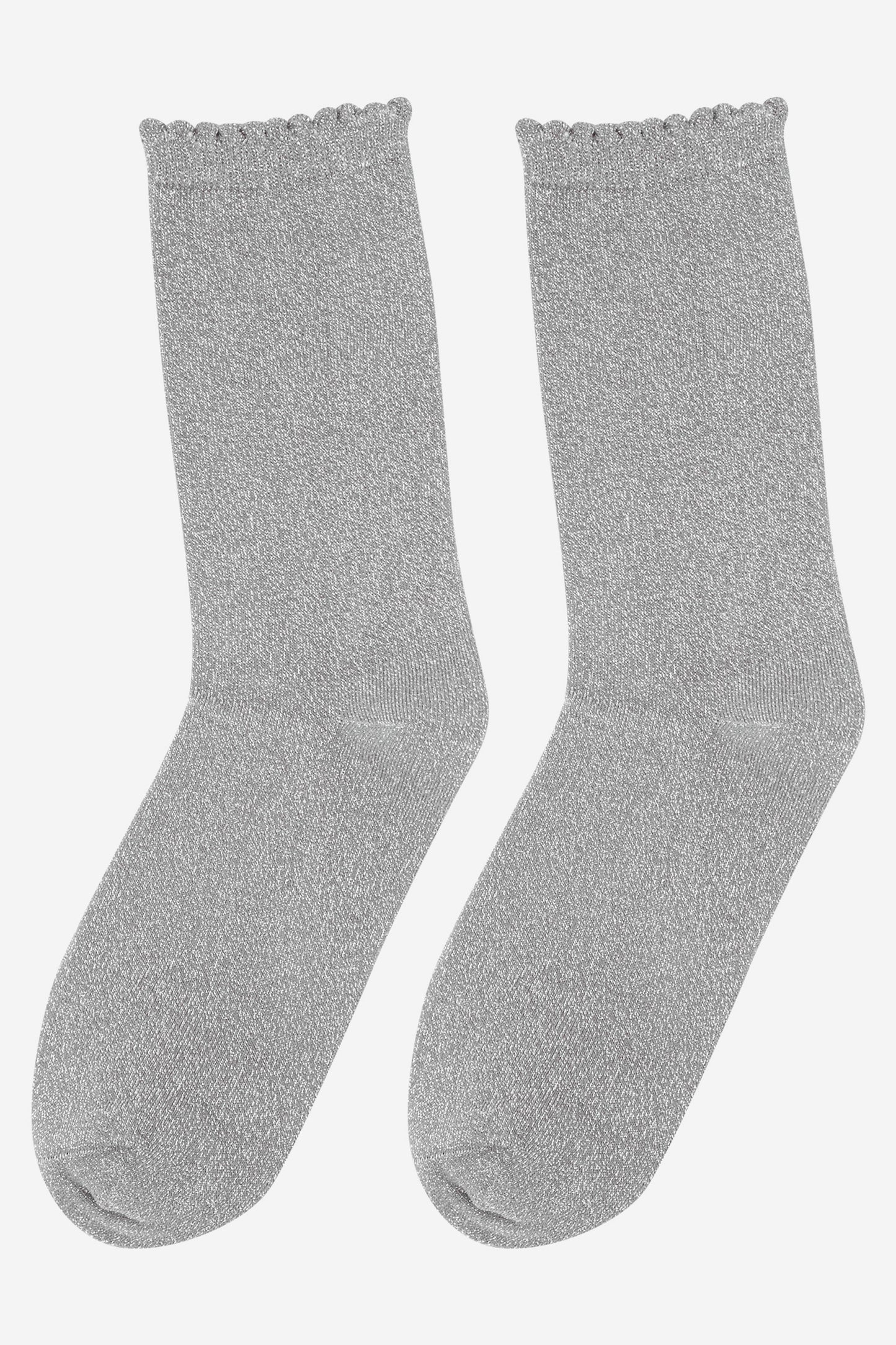 womens-glitter-socks-grey-silver-sparkle-laying-flat-sparkly-cotton