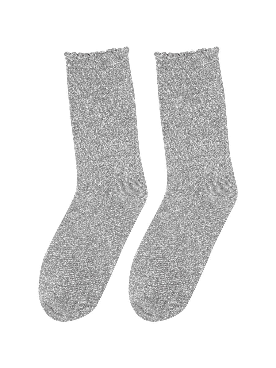 womens-glitter-socks-grey-silver-sparkle-laying-flat-sparkly-cotton