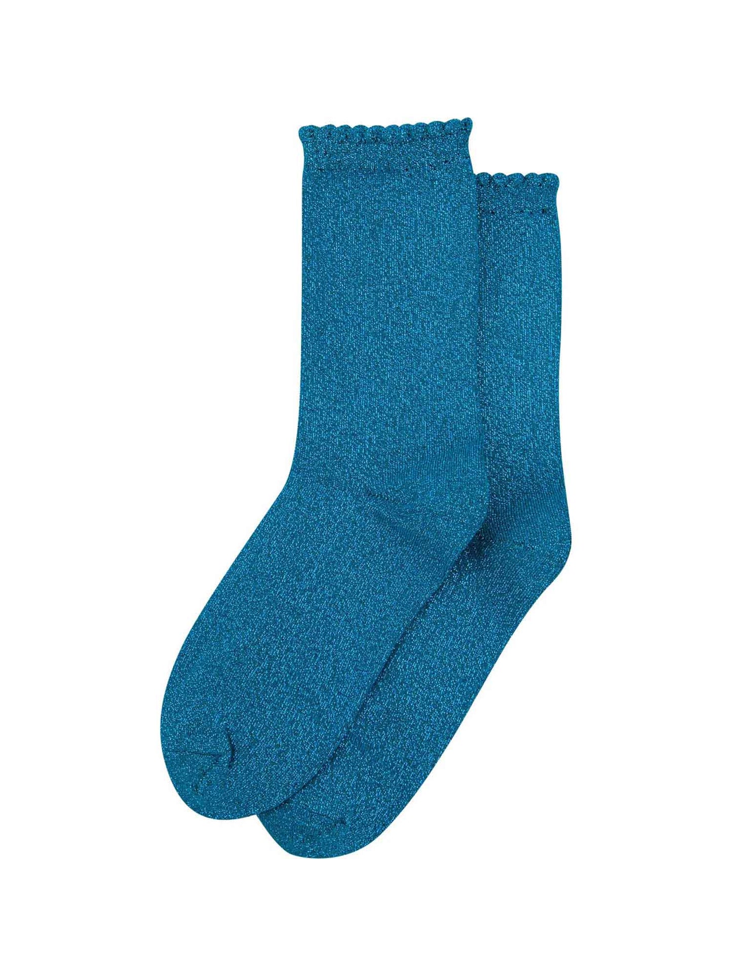 Plain Cotton Glitter Socks in Teal