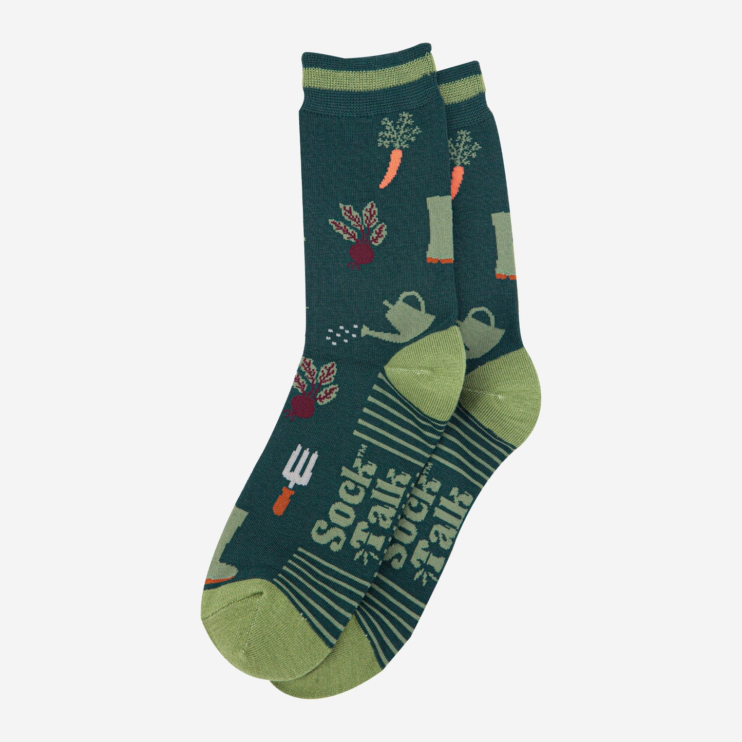 mens-bamboo-socks-forest-green-green-gardening-laying-flat