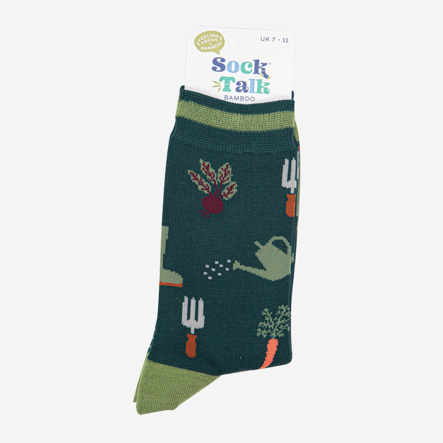 mens-bamboo-socks-forest-green-green-gardening-in-sock-talk-packaing
