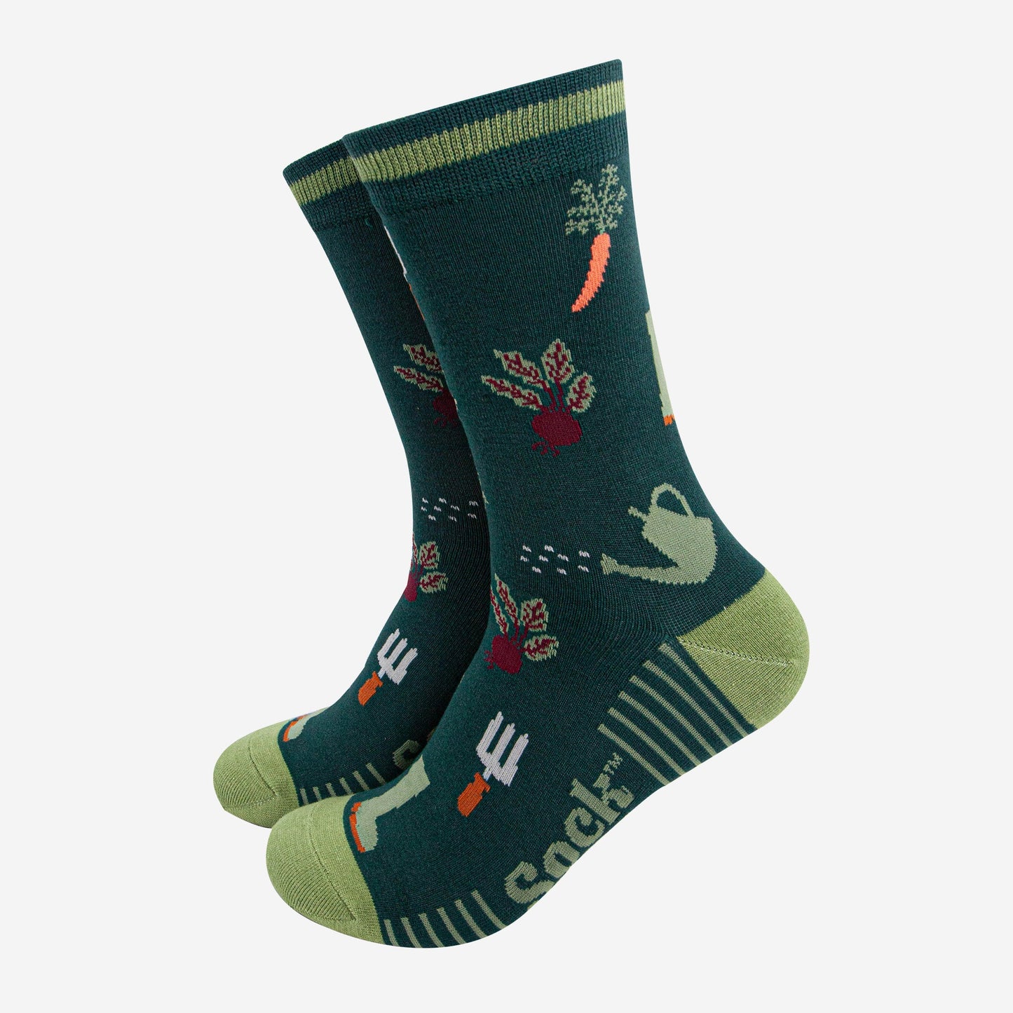 mens-bamboo-socks-forest-green-green-gardening-vegetables