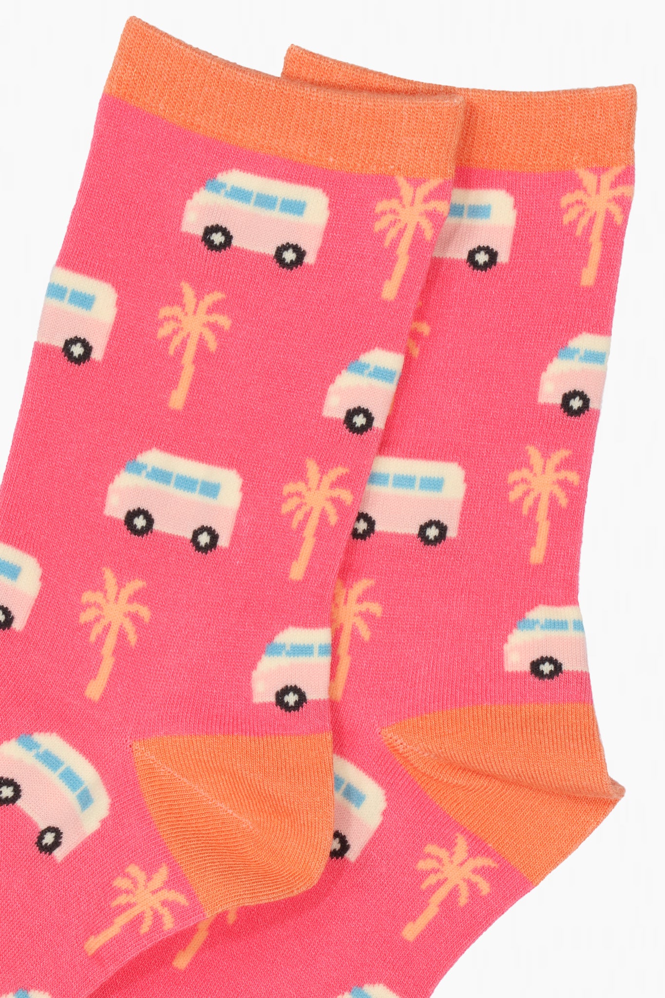 Womens Bamboo Socks Palm Tree Camping Novelty Summer Socks Pink