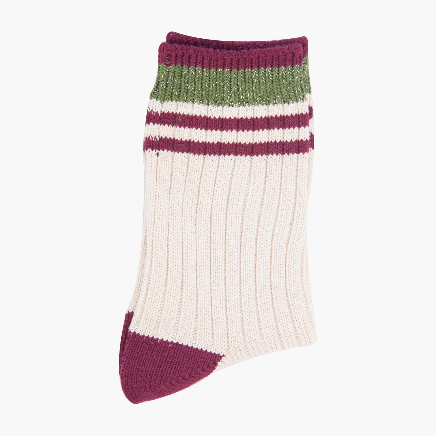 womens-mid-calf-socks-cream-khaki-striped-cuff-folded-close-up-material