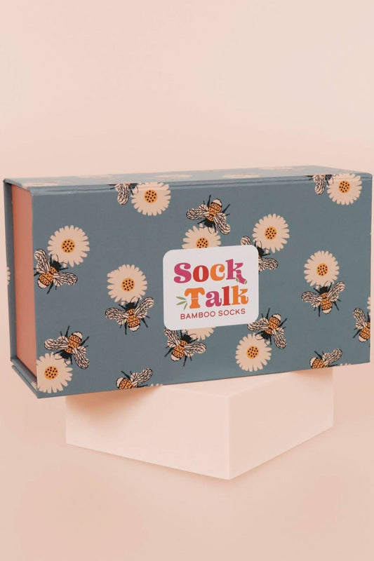 Sock Trio Gift Wrap - Blue, Bee & Flower