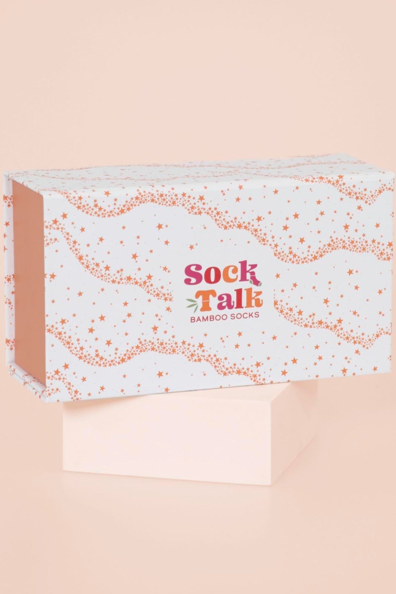 Sock Trio Gift Wrap - Cream/Orange, Star Wave