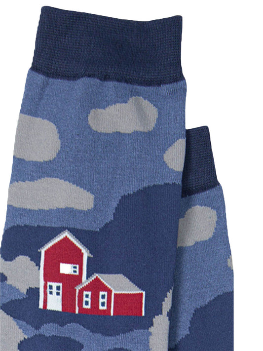 Lobster Harbour Scenic Bamboo Socks in Blue