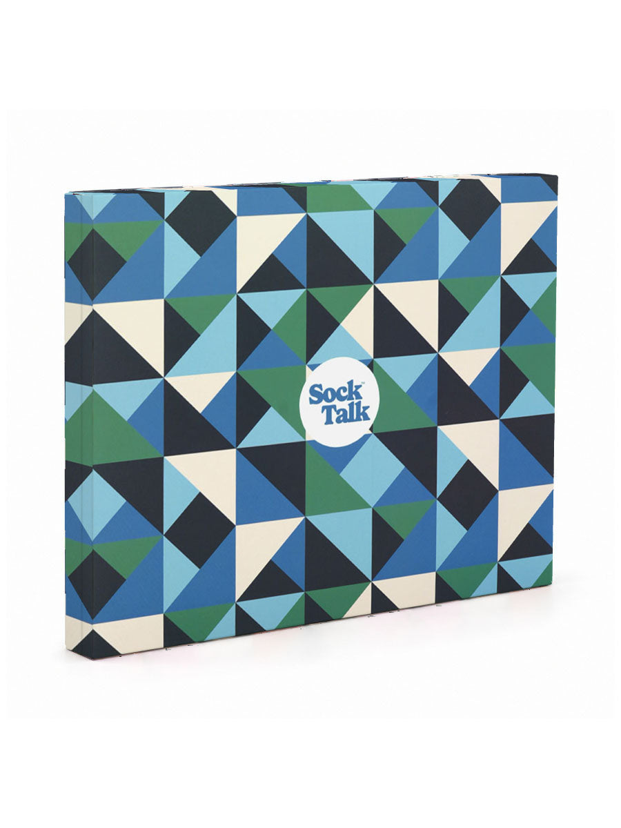 Letterbox Sock Trio Gift Wrap - Blue, Abstract