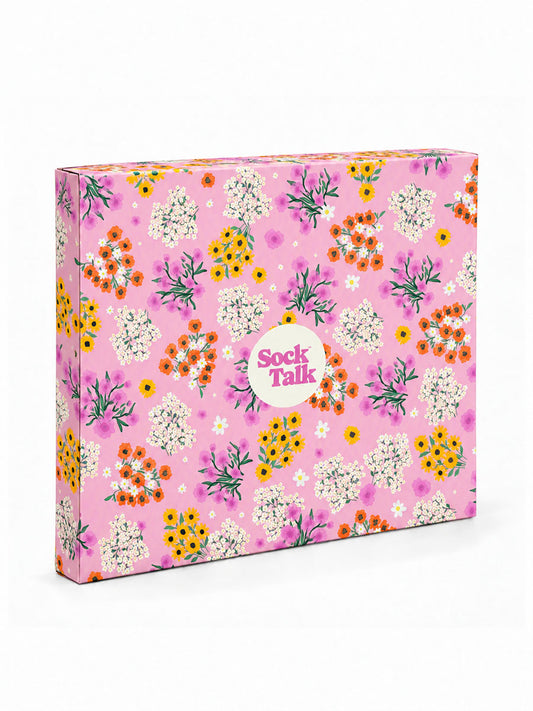 Letterbox Sock Trio Gift Wrap - Pink, Floral