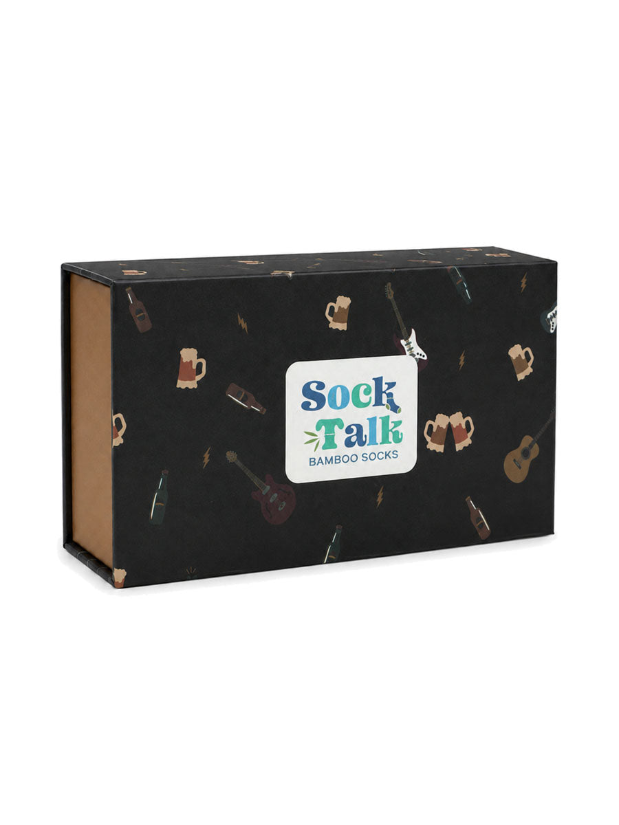 Sock Trio Gift Wrap - Black, Rock Band