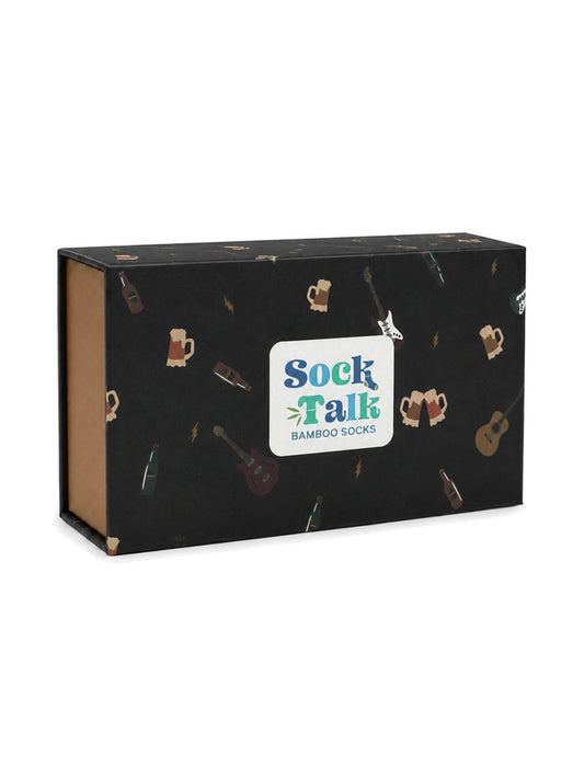 Sock Trio Gift Wrap - Black, Rock Band