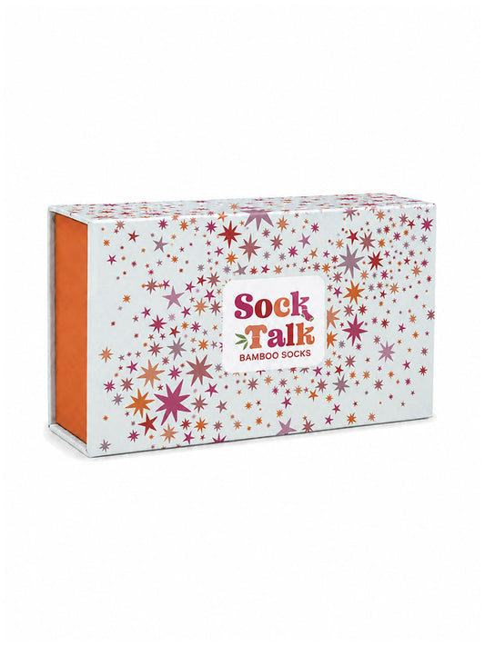 Sock Trio Gift Wrap - Cream/Pink, Stars