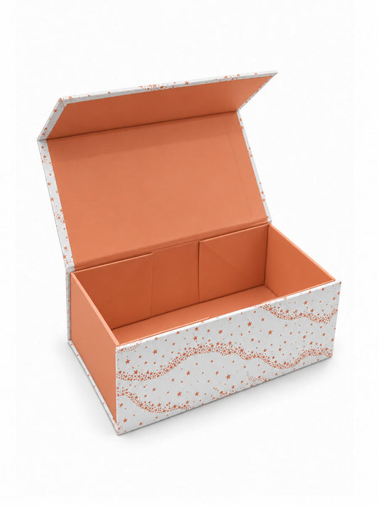 Sock Trio Gift Wrap - Cream/Orange, Star Wave