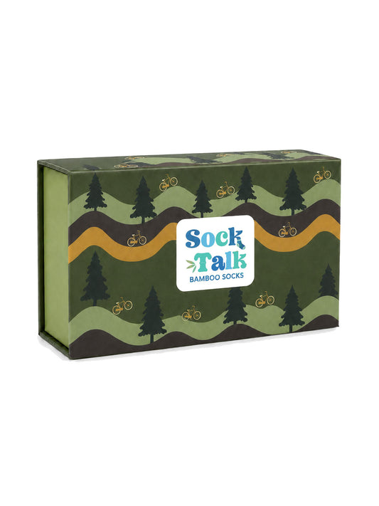 Sock Trio Gift Wrap - Green/Yellow, Mountain Bike