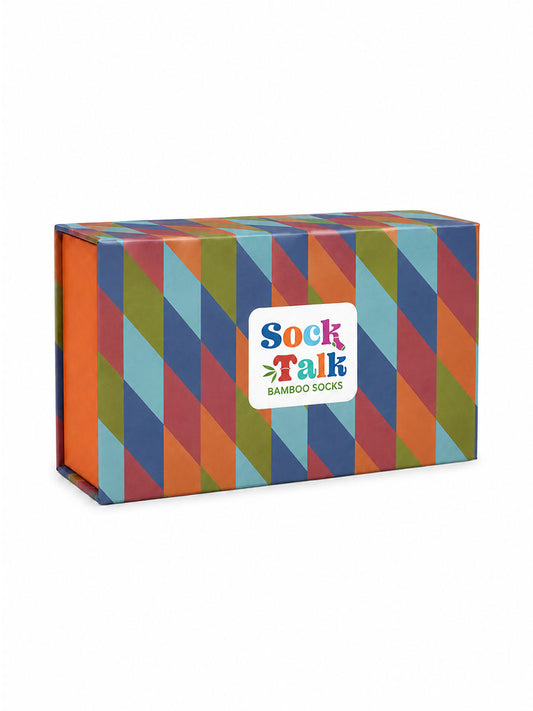 Sock Trio Gift Wrap - Rainbow, Geometric