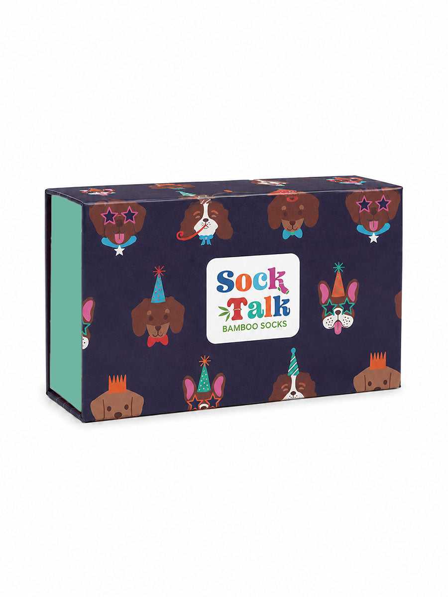 Sock Trio Sock Trio Gift Wrap - Navy/Multi, Party Dogs