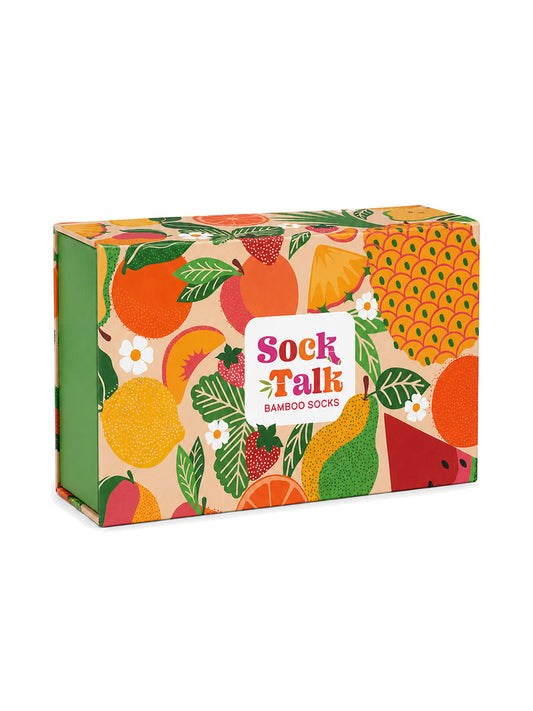 Sock Trio Gift Wrap - Orange, Fruit Salad