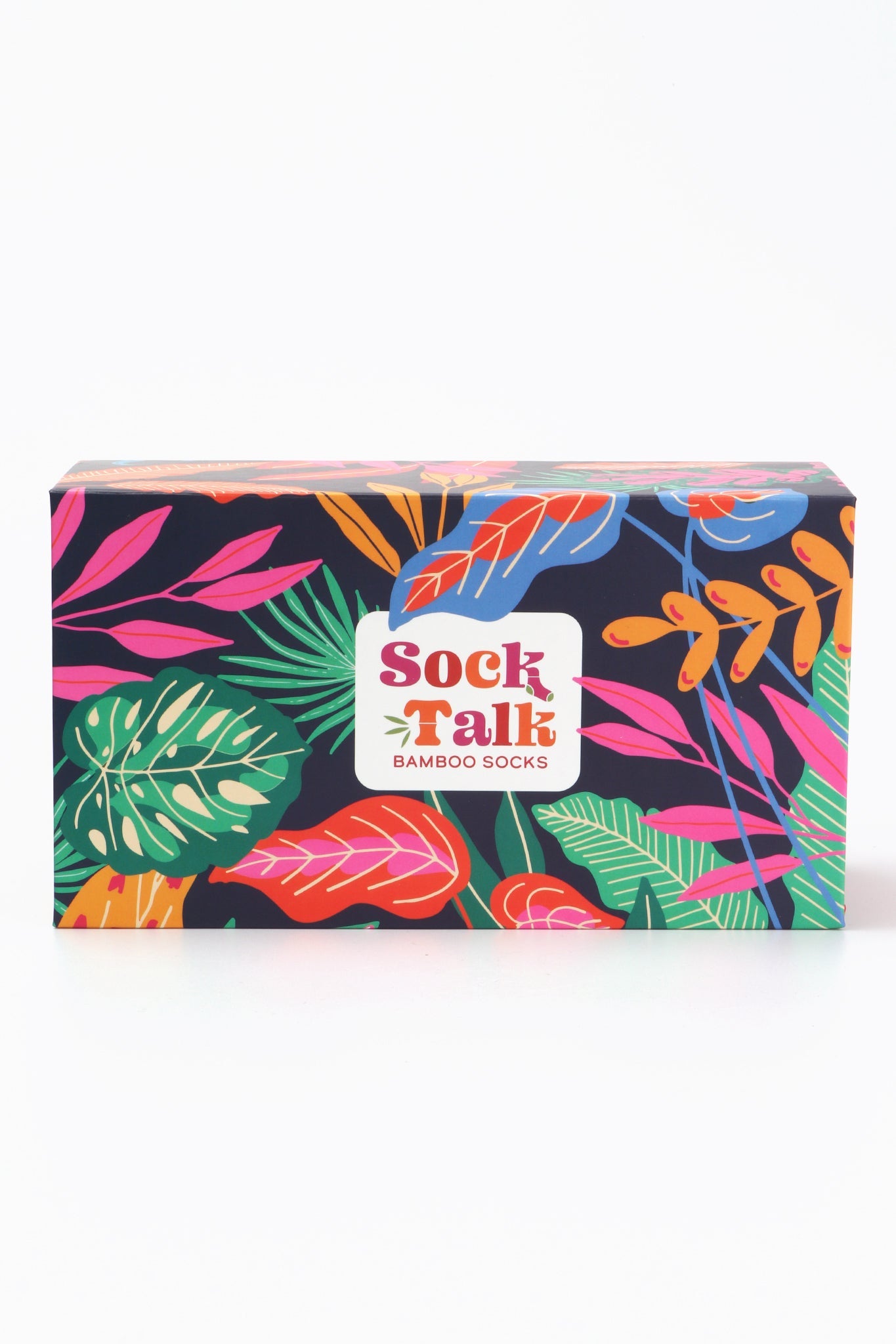 Sock Trio Gift Wrap - Black/Multi, Tropical Leaf
