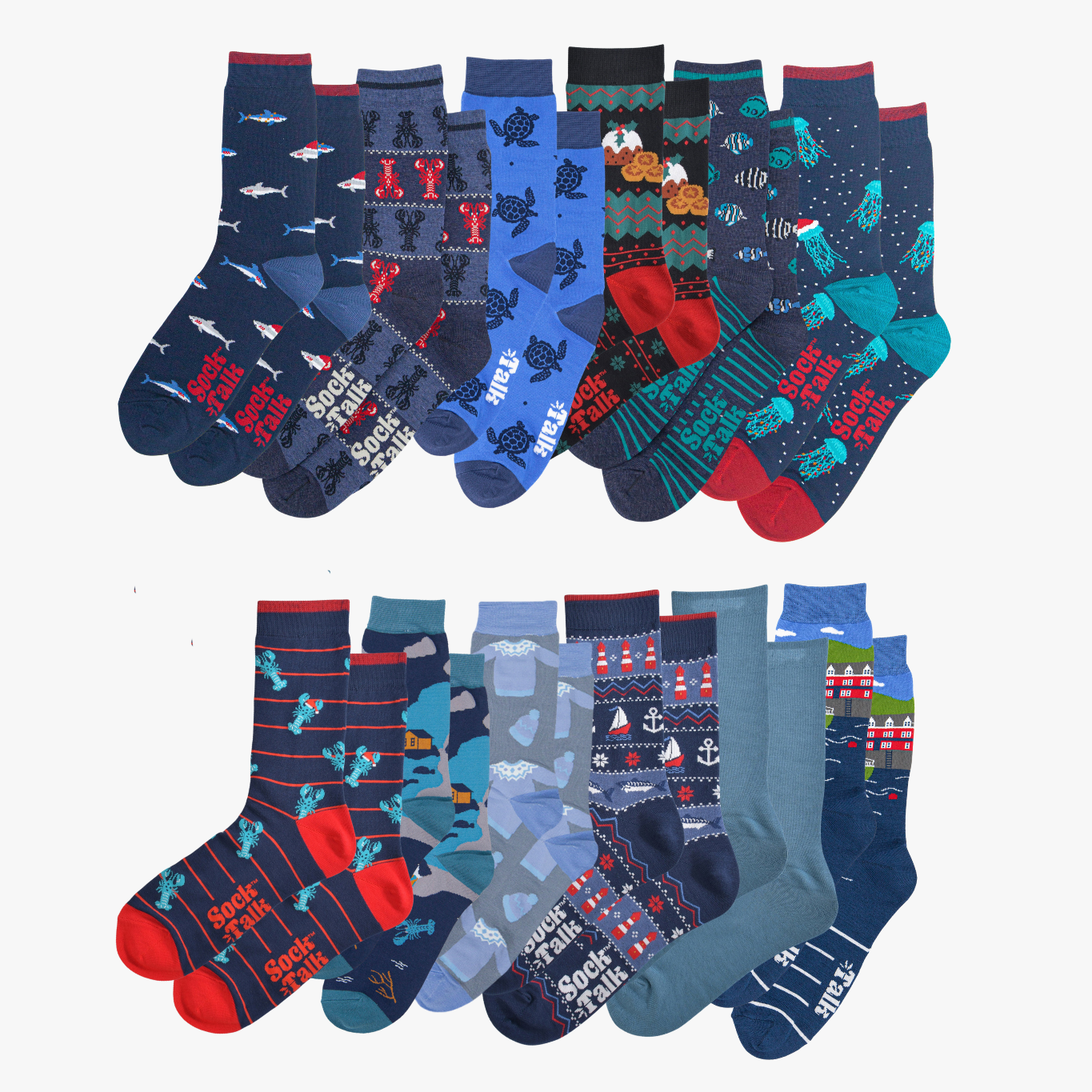 Men's Bamboo Crew Socks Advent Calendar - Navy Blue, Nautical