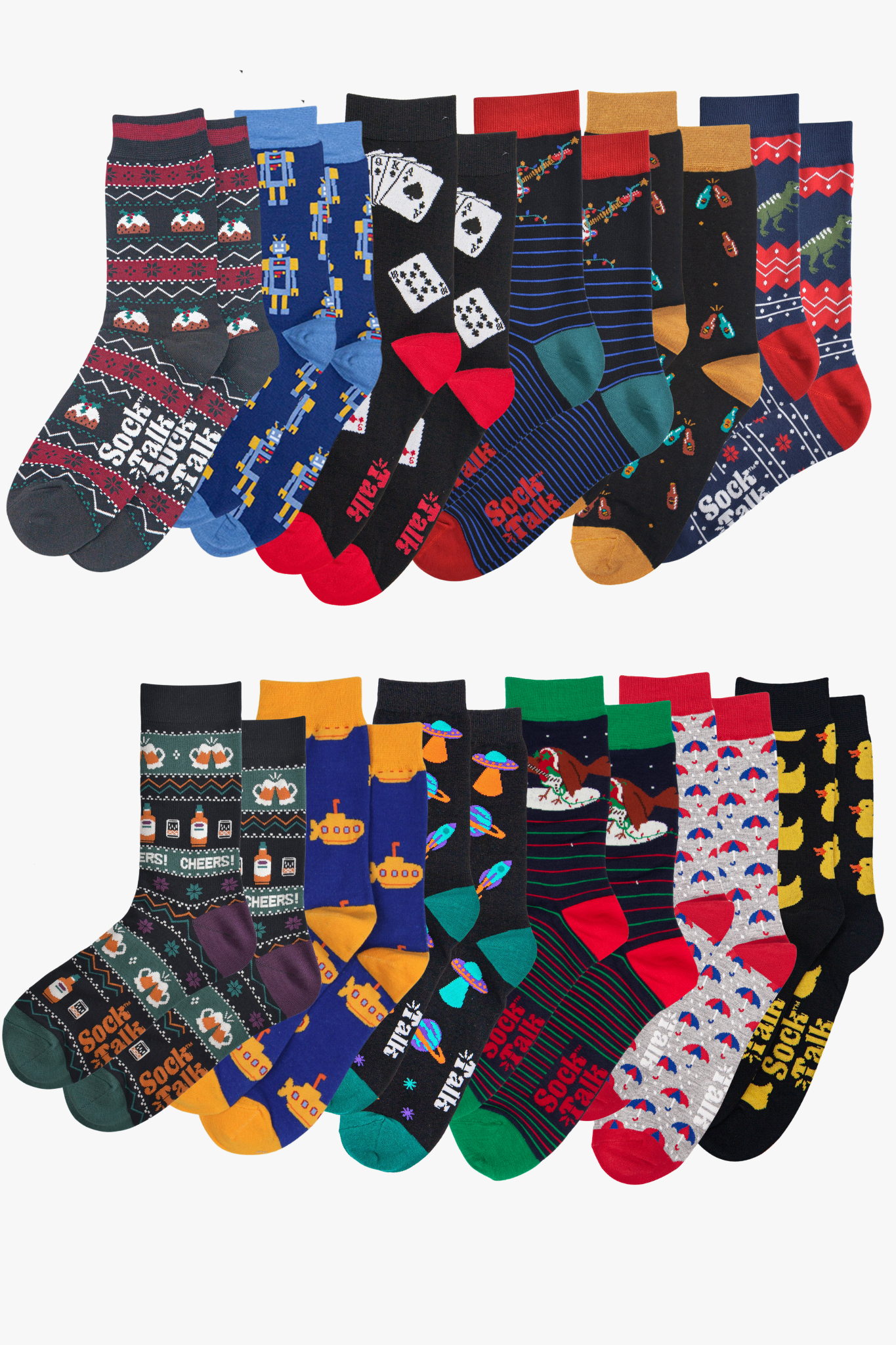 Men's Bamboo Crew Socks Advent Calendar - Navy Blue, Novelty