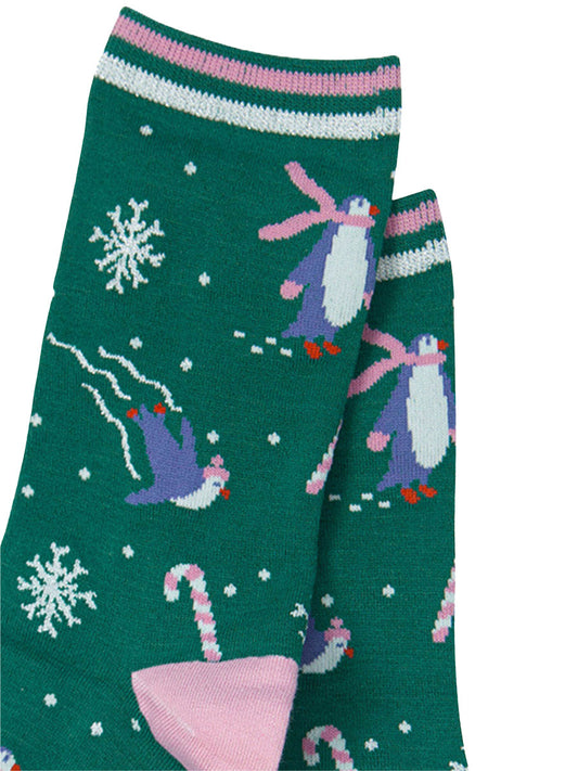 close up of the skating penguins