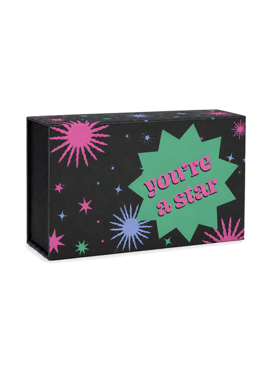Sock Trio Gift Wrap - Black, You're A Star