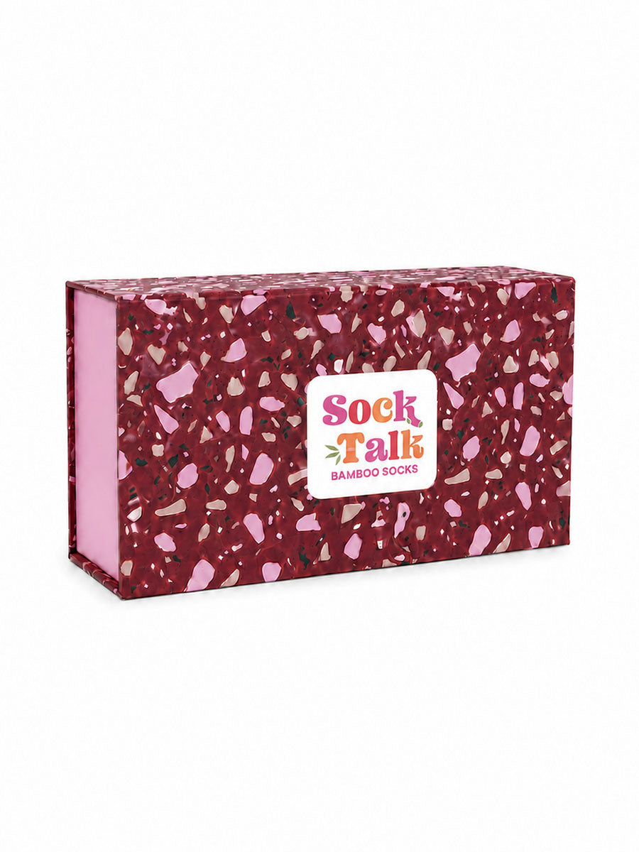 Sock Trio Gift Wrap - Red/Pink, Terrazzo