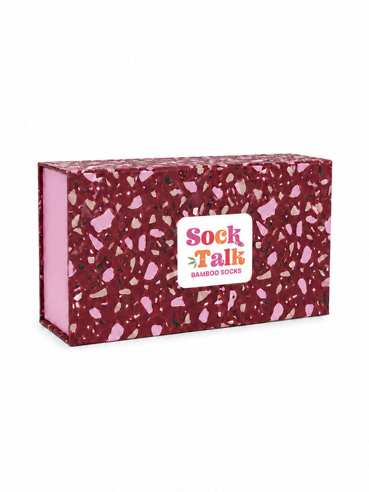 Sock Trio Gift Wrap - Red/Pink, Terrazzo