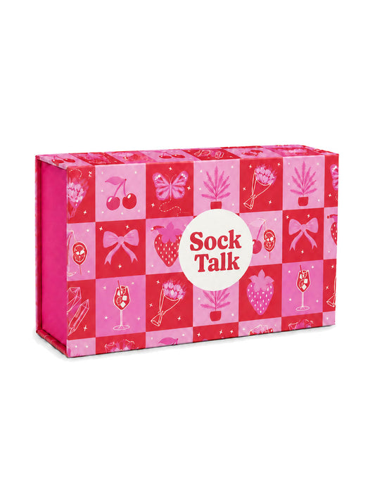 Sock Trio Gift Wrap - Pink, Fruity Checkerboard