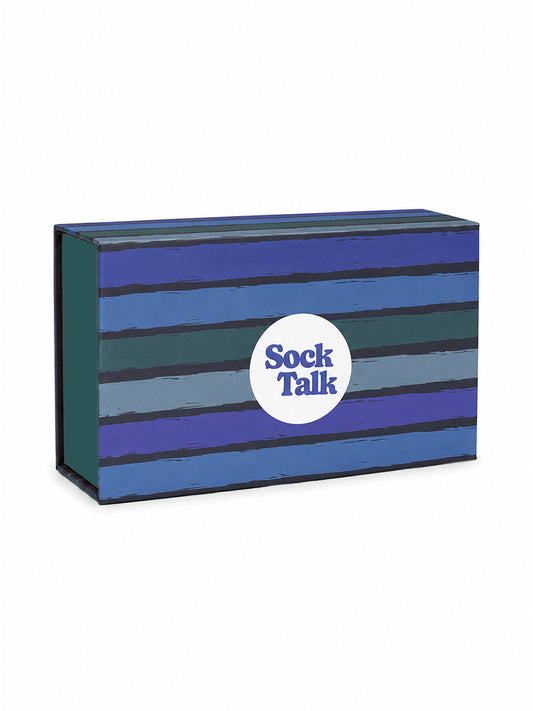 Sock Trio Gift Wrap - Blue/Green, Striped
