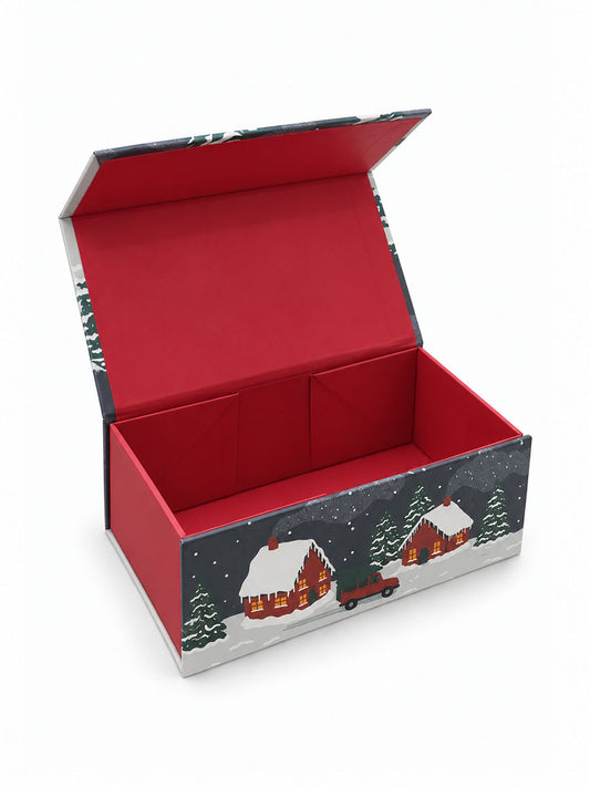 Sock Trio Gift Wrap - Blue, Winter Scene
