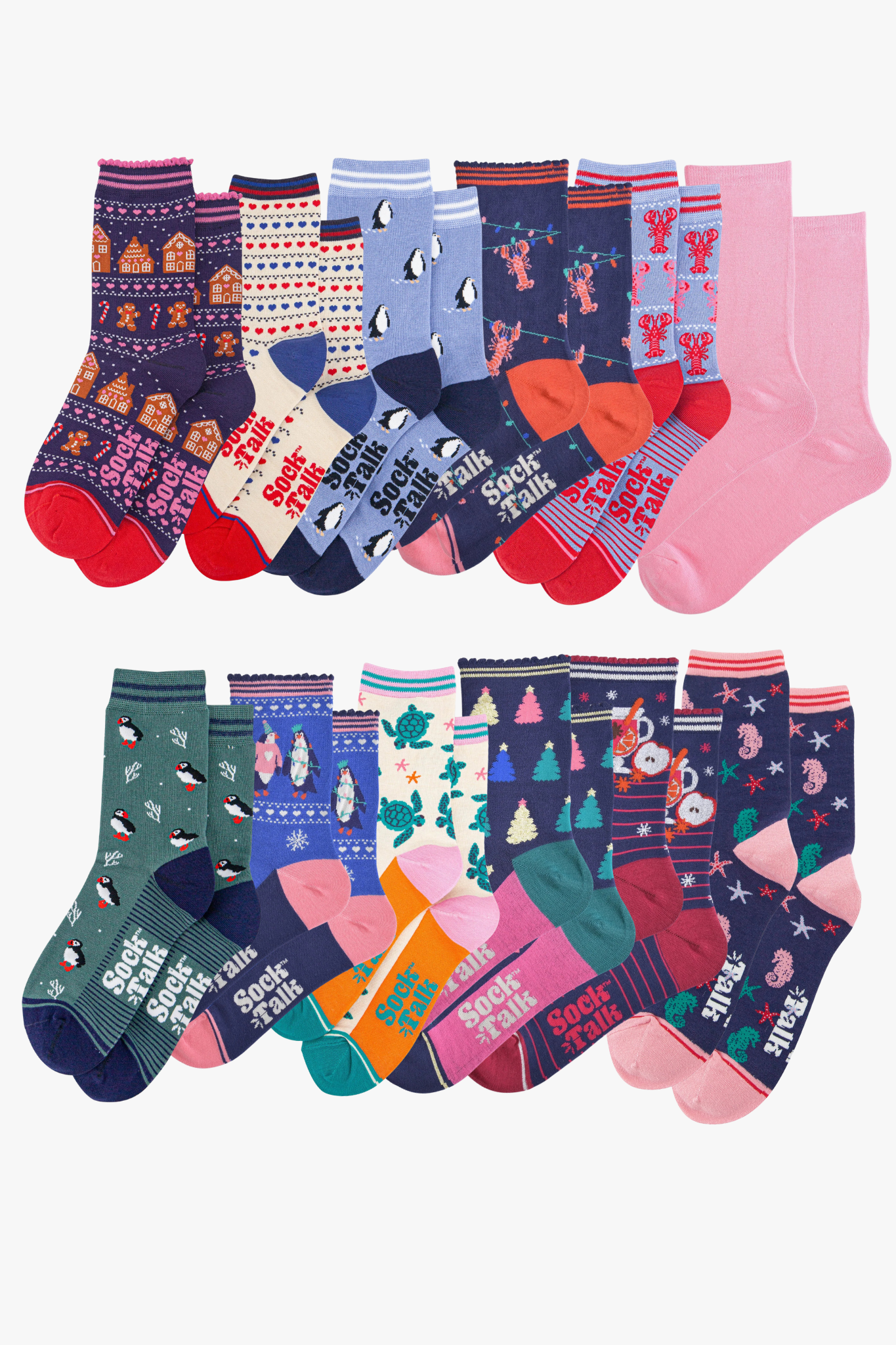 Women's Bamboo Ankle Socks Advent Calendar - Red, Nautical