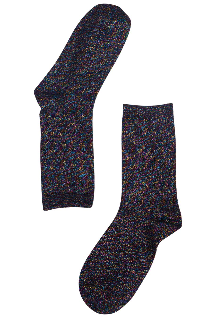 black rainbow glitter ankle socks
