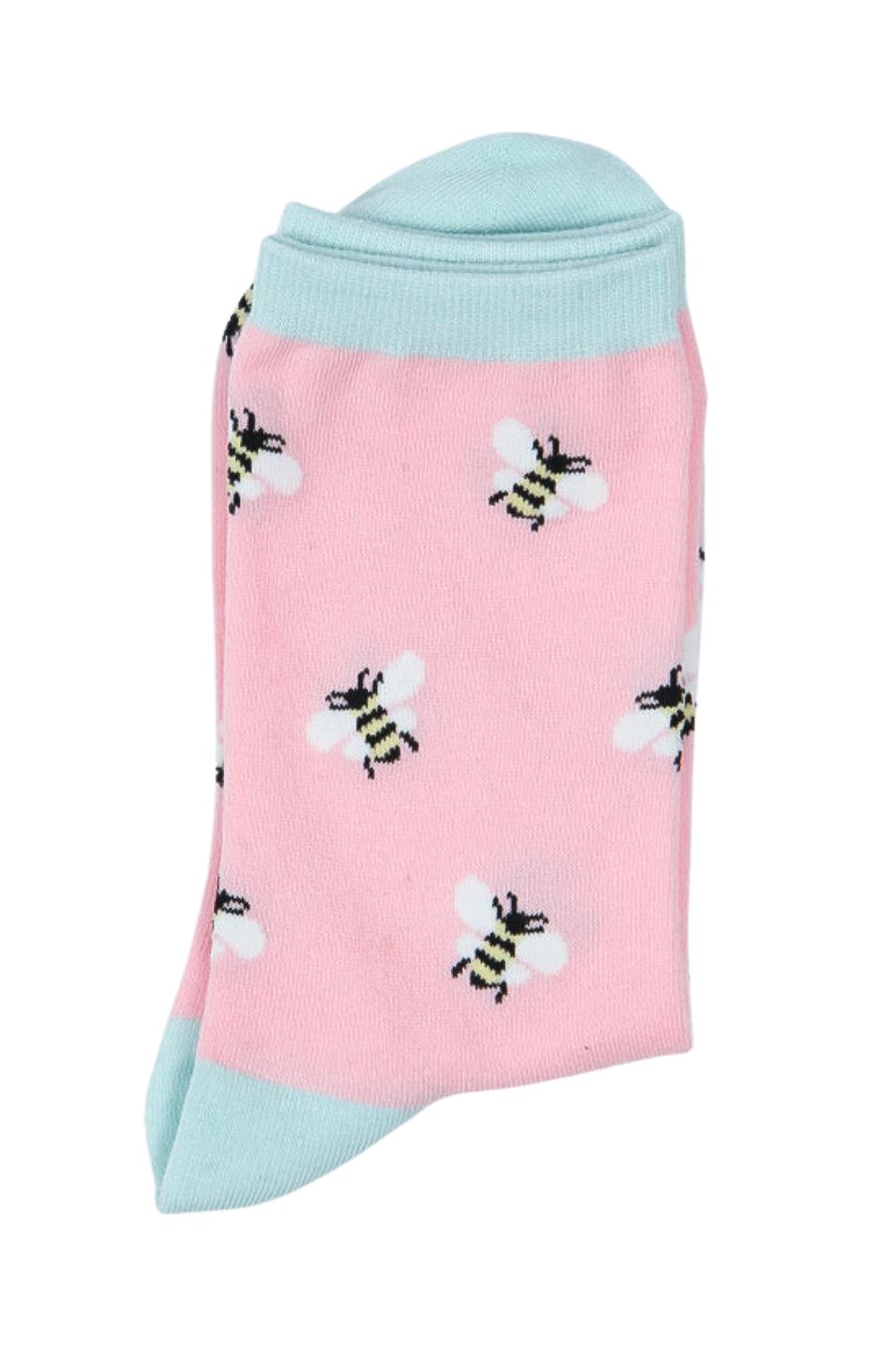 folded socks, close up of the bee pattern