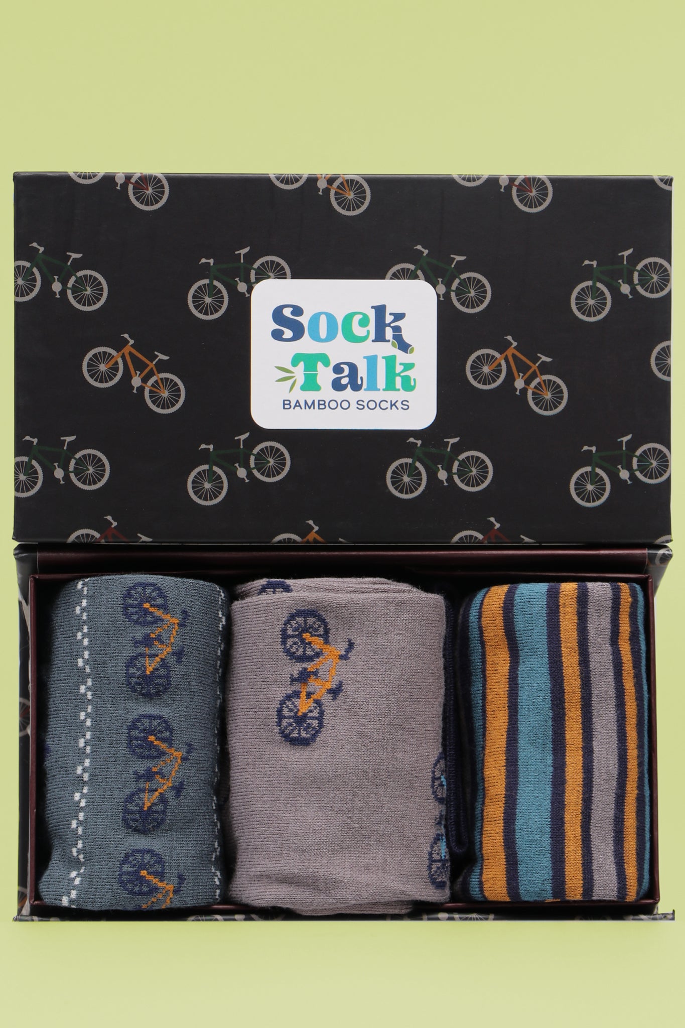 Men's Bamboo Socks Bicycle Print Cycling Novelty Moutain Bike Gift Set Teal