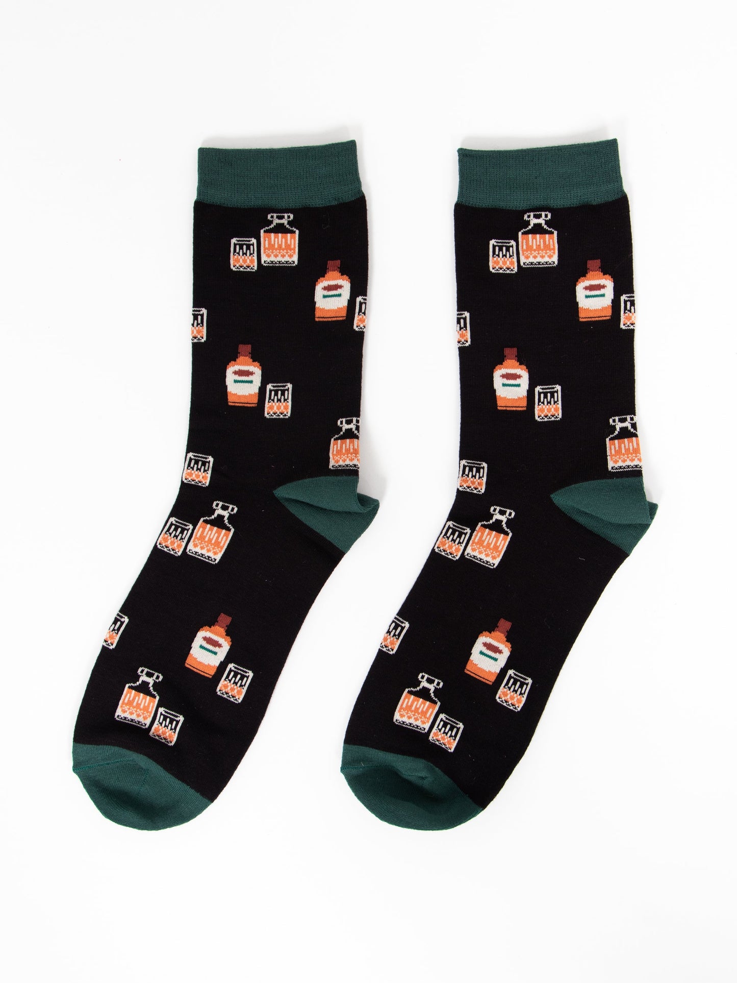 Men's Bamboo Socks Whisky Decanter Novelty Dress Socks Black