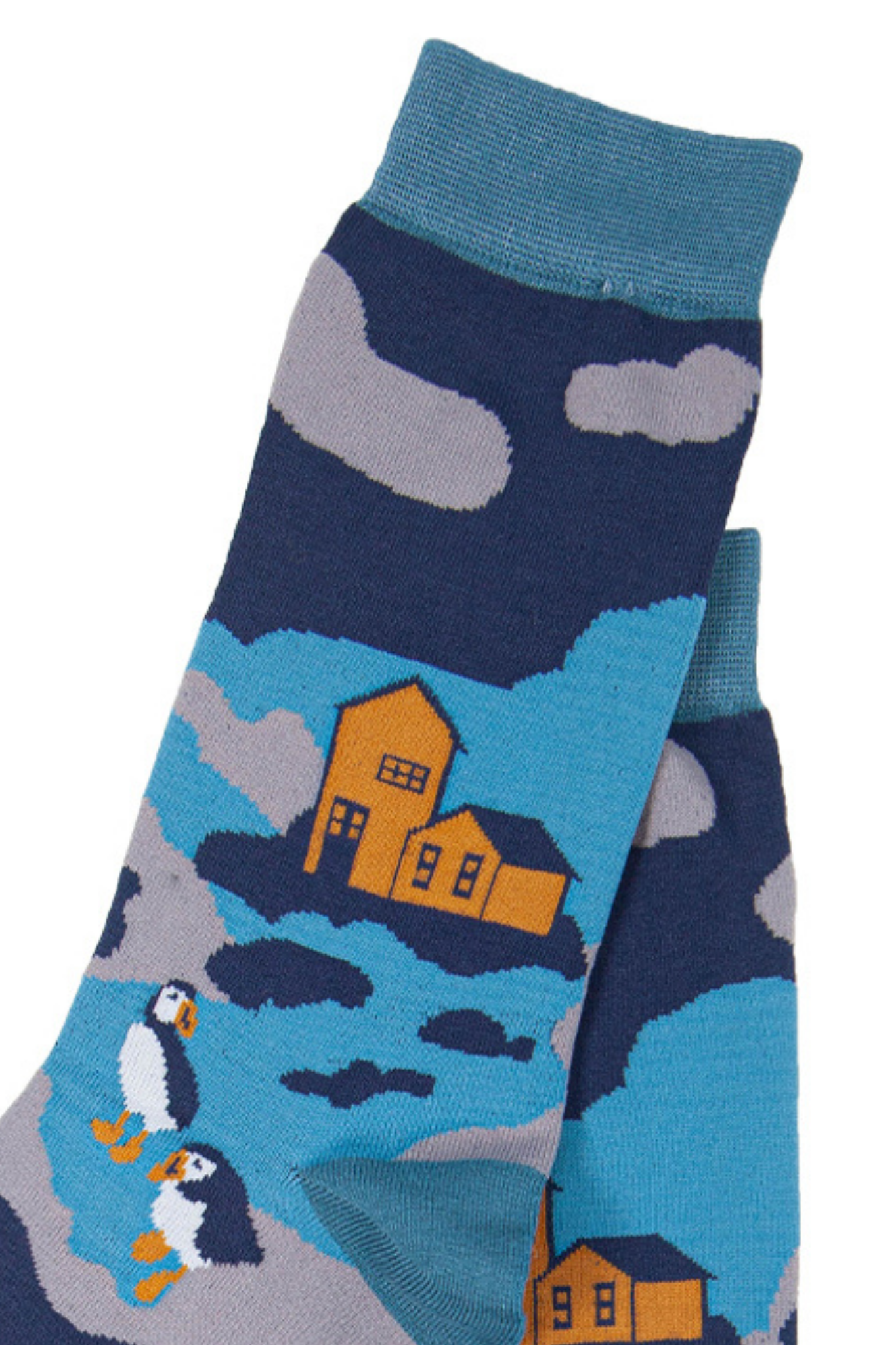 close up of the puffins