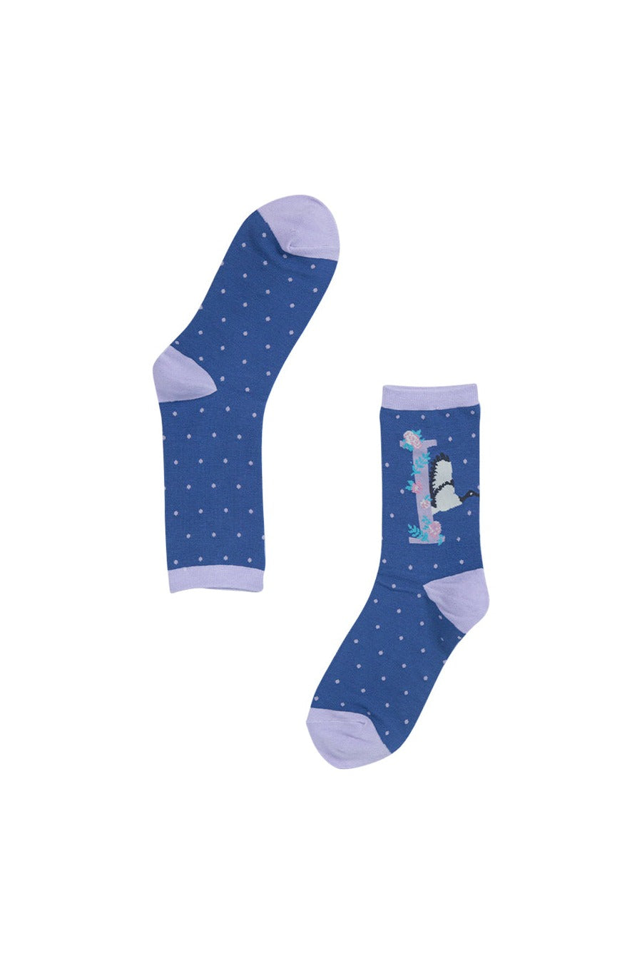 blue ankle socks with the initial I