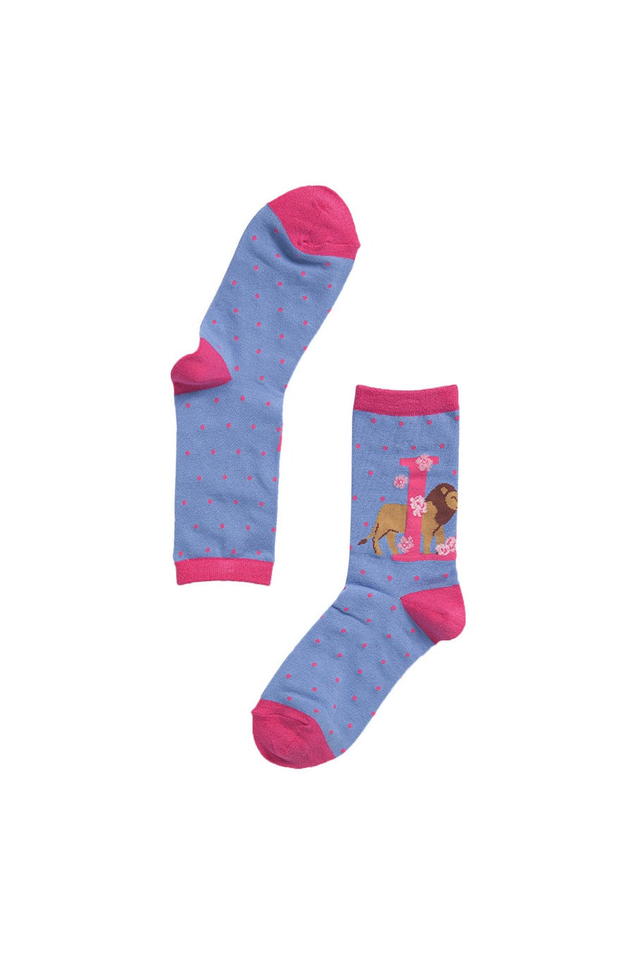 lilac, pink bamboo socks with the initial L