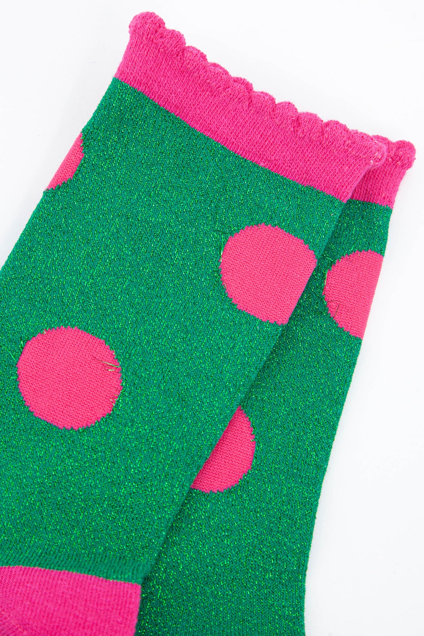 close up of the sparkly green glitter material
