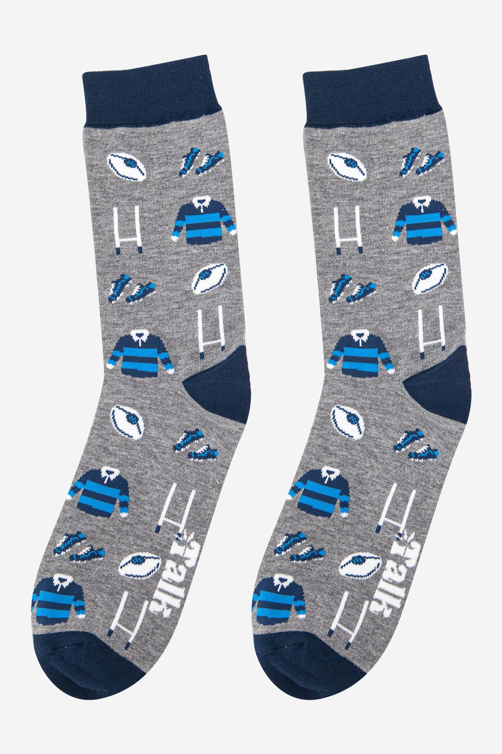 grey and blue mens rugby sports bamboo socks