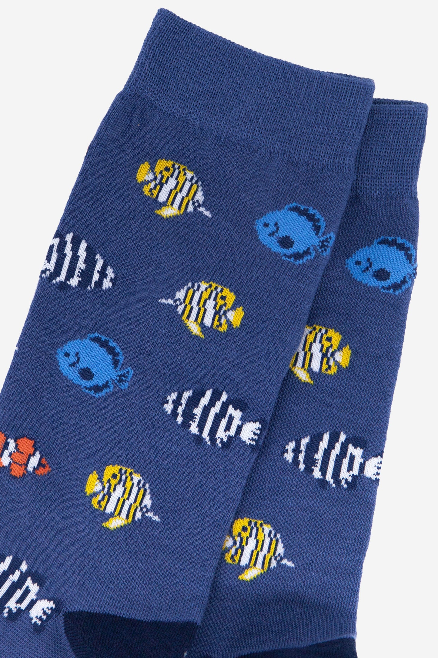 close up of the colourful tropical fish print pattern