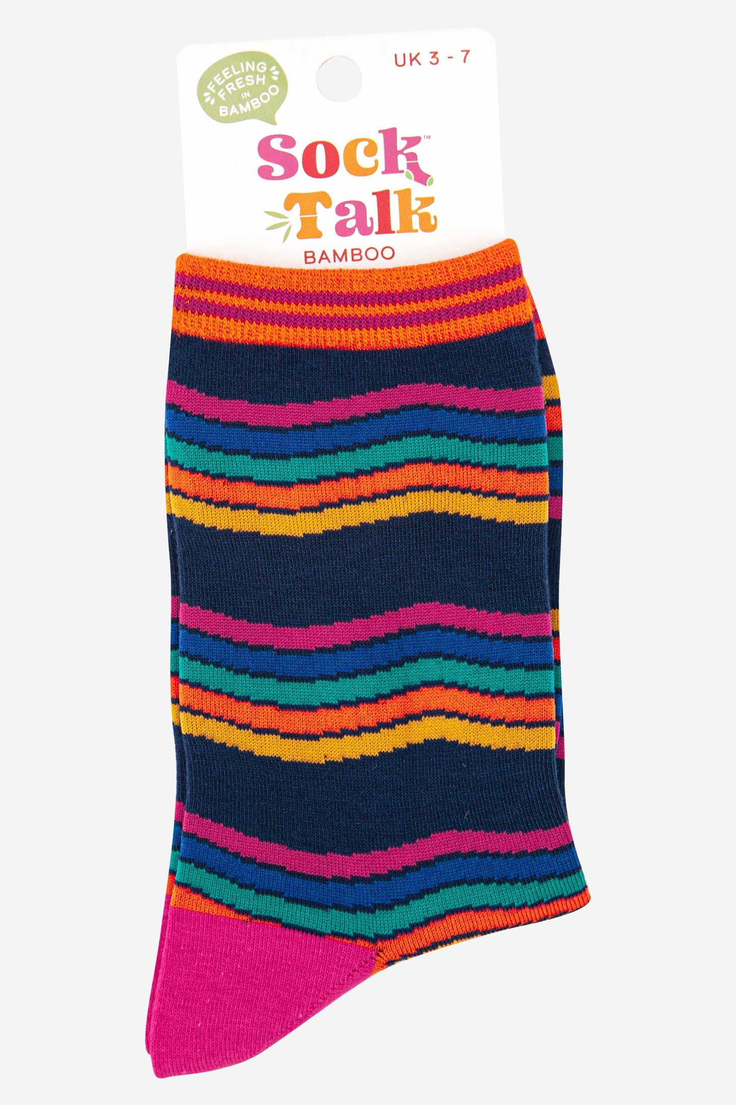 navy blue rainbow stripe bamboo socks