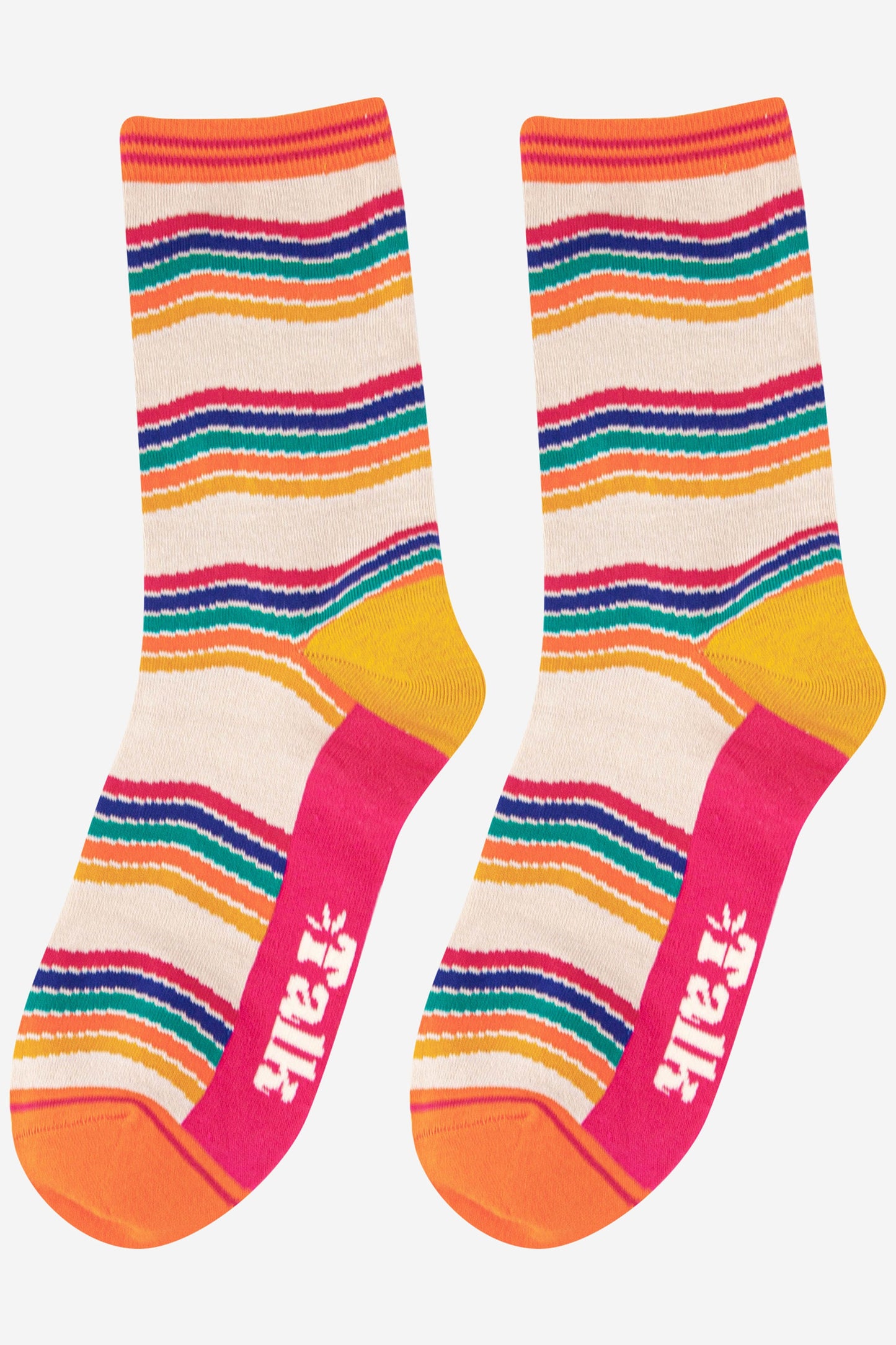 wavy striped multicoloured bamboo ankle socks