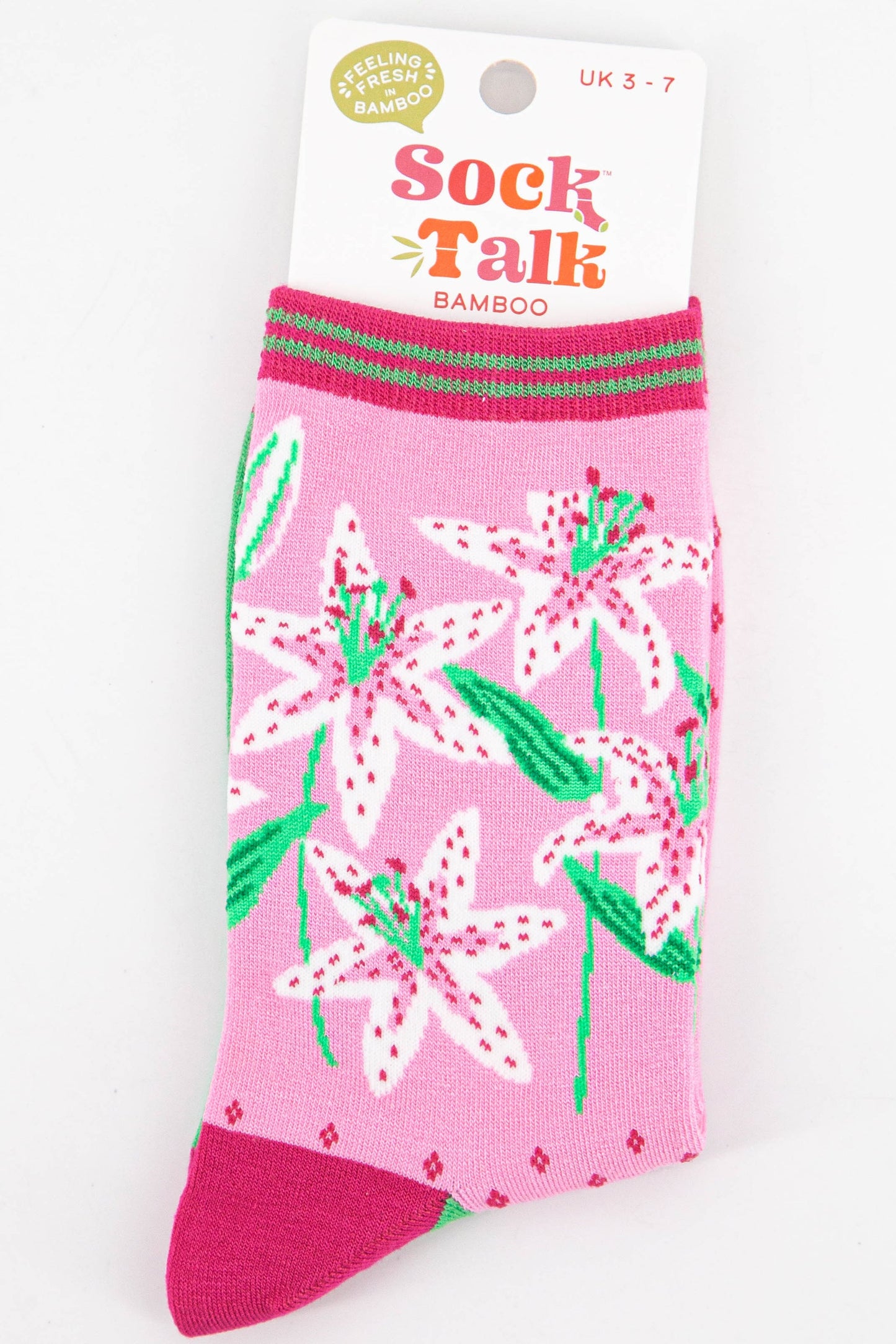 Women's White Lily Floral Print Bamboo Socks