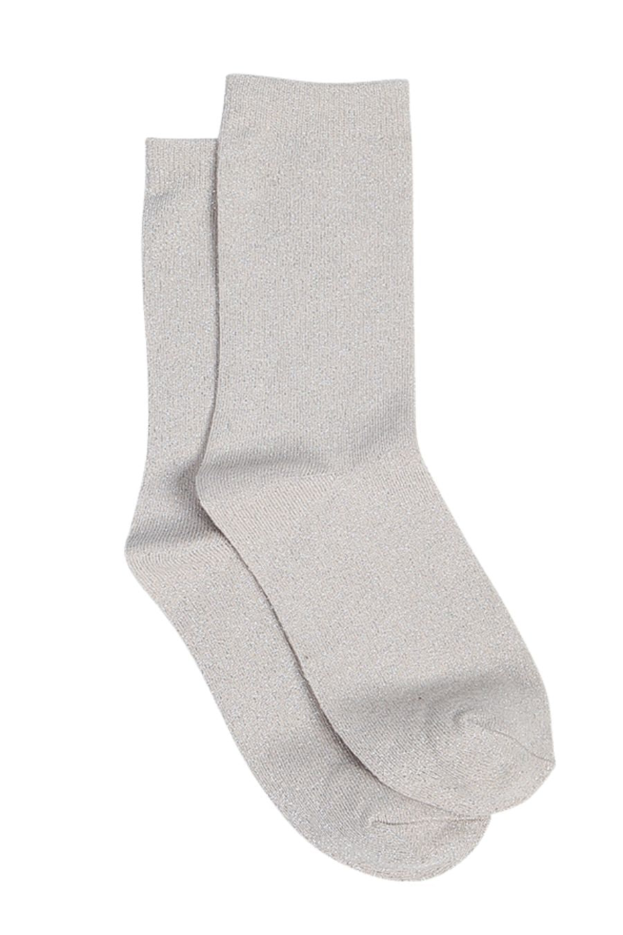 cream ankle socks with an all over silver glitter shimmer