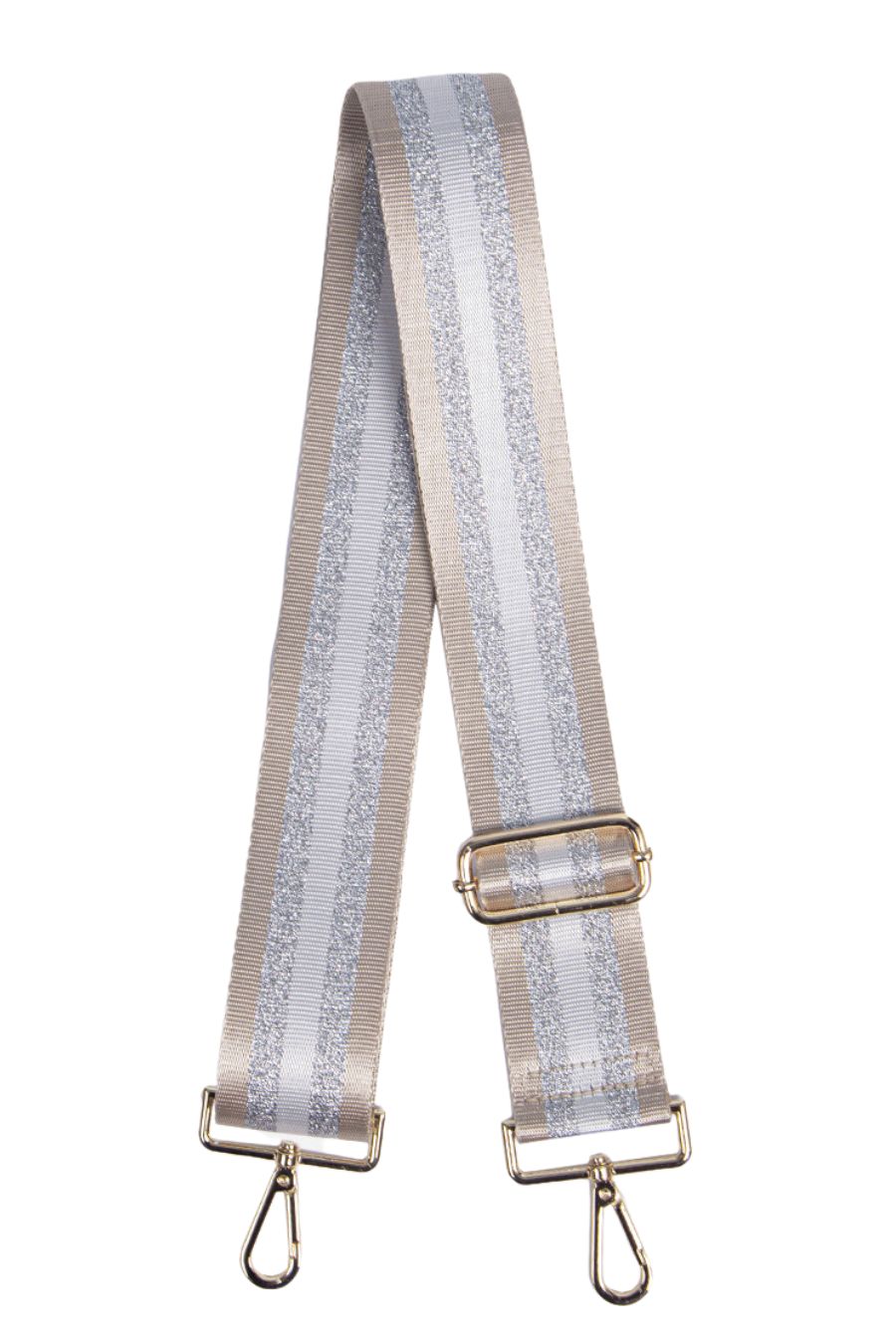 champagne gold and silver glitter crossbody bag strap, adjustable strap with gold clip on attachements